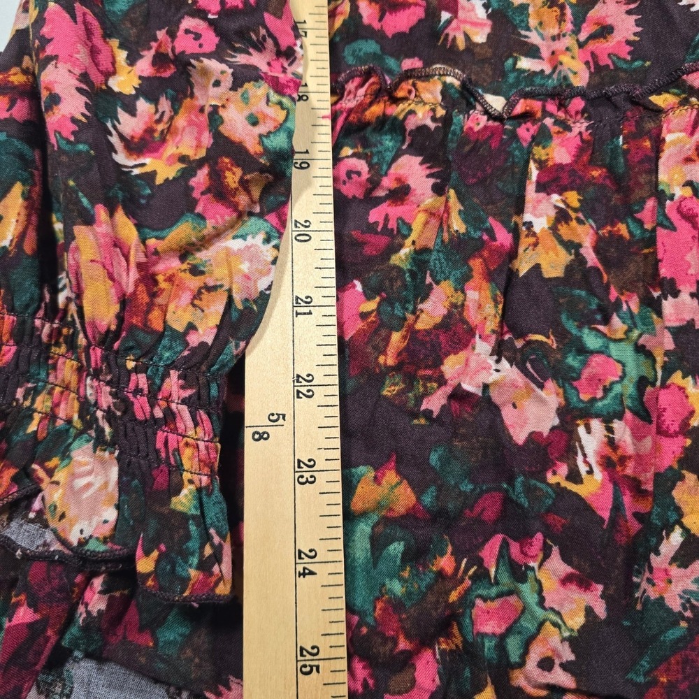 Maurices Womens XS Floral Smocked Empire Waist Tunic Top Long Sleeve Boho indie - Picture 10 of 11